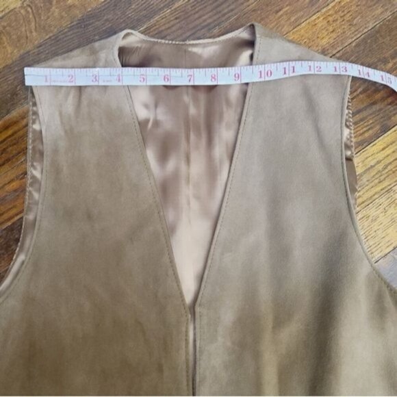 Vintage El Cuero de Cabra Tan Suede Leather Open Front Vest - Picture 7 of 10
